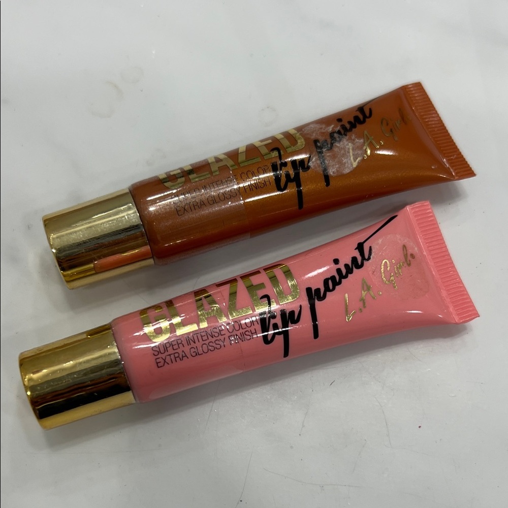 LA Girl Glazed Lip Paint - Vibrant Pink & Warm Brown